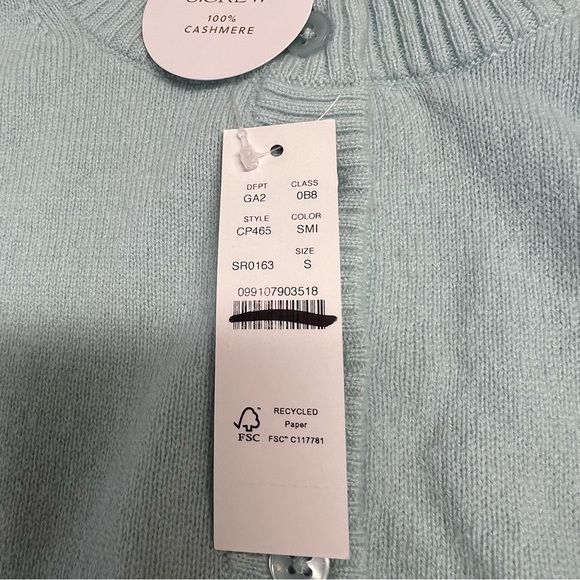 J. Crew Perfect Cashmere Cardigan in Sky Mint Blue Size Small - Picture 8 of 11